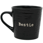 Wholesale - 16oz Matte Black Mug with Embossed Pattern and Debossed "Bestie" C/P 24, UPC: 195010148719